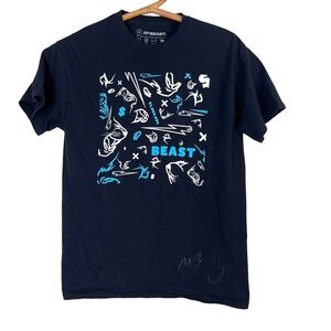 MrBeast‎ Graphic T-Shirt Mens Medium Short Sleeve Black Blue White YouTube Merch
